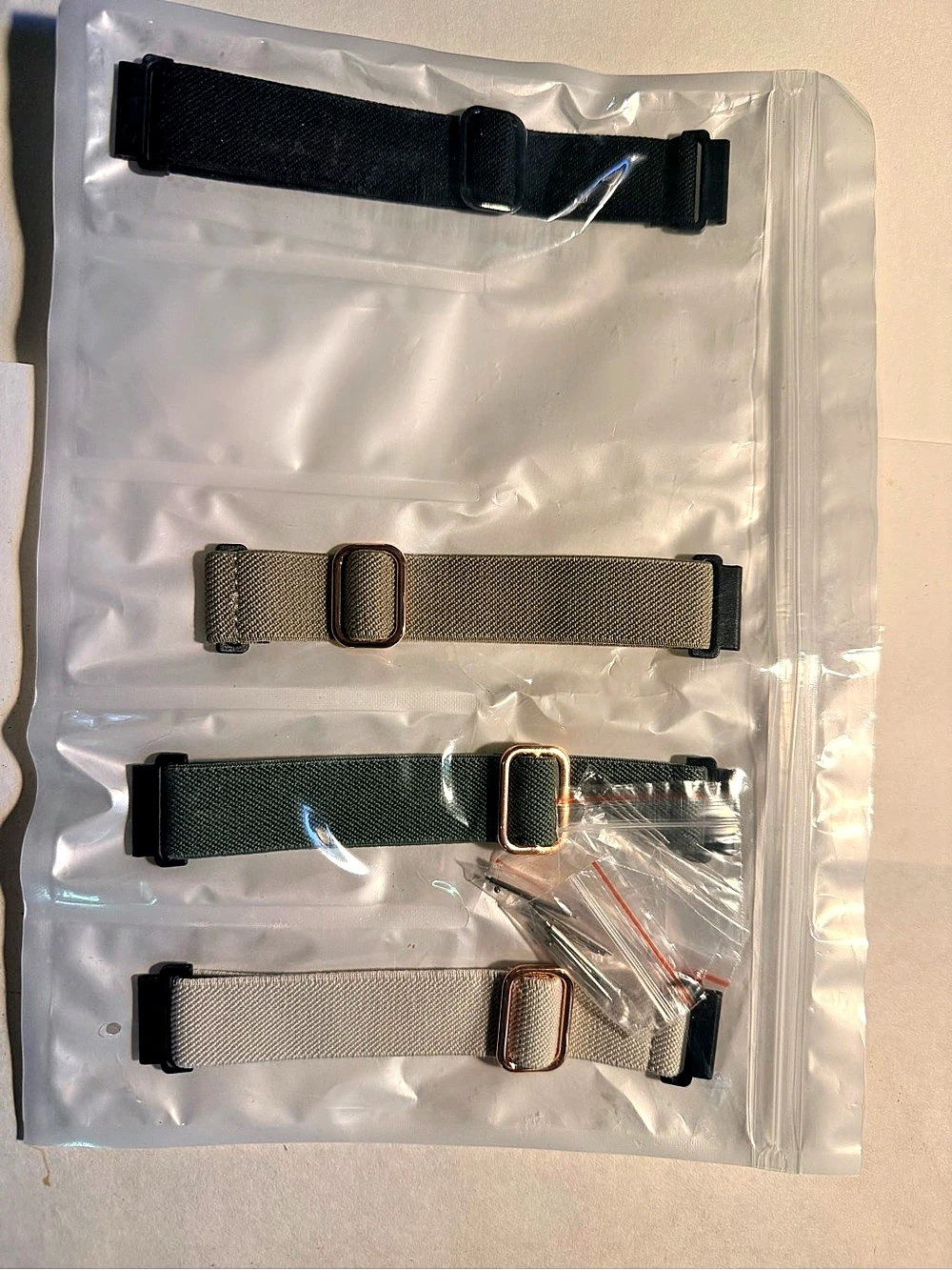 Multi-Pack watch bands in Black, Green, Taupe & beige